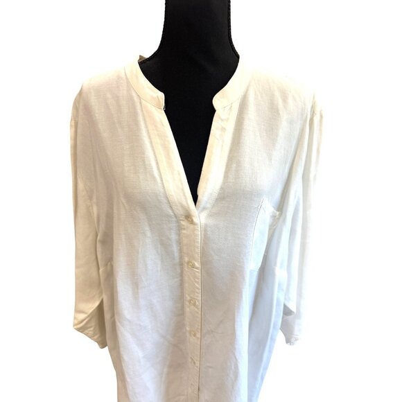 Lane Bryant Linen White Button Shirt Dress Relaxed Minimalist Lagenlook 26/28 - Picture 3 of 10